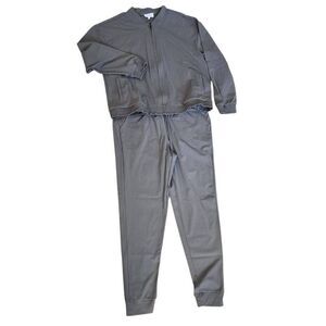 SOMA Weekend Womens Full Zip Bomber Jacket & Jogger Athleisure 2Pc Set Gray L/M